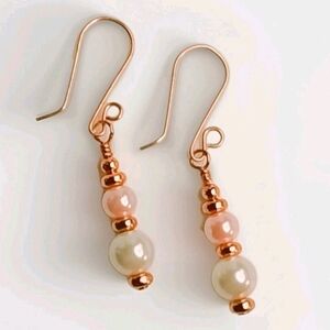 Elegant Rose Gold and Pearl Drop Earrings